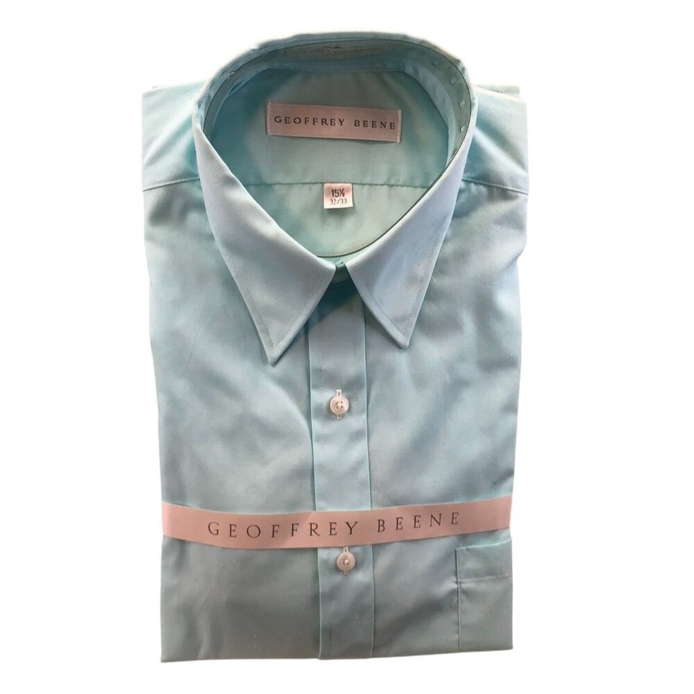 NWT Geoffrey Beene Mens Dress Shirt Size 15.5 Neck Workwear Classic Blue Casual